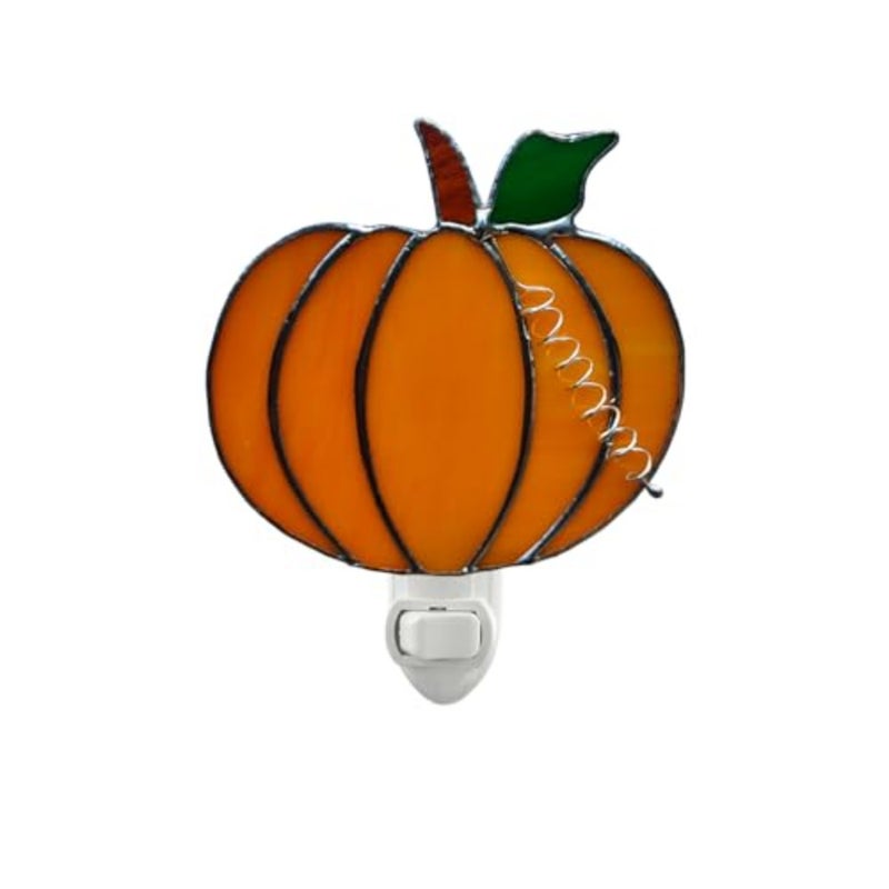 Stained Glass Night Light Plug into Wall Lamp Decorative Accent Nightlight for Hallway Bedroom Bathroom Kitchen Nature Themed Home Décor for Autumn Thanksgiving Halloween - Image 1
