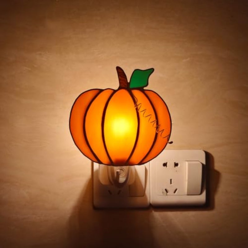 Stained Glass Night Light Plug into Wall Lamp Decorative Accent Nightlight for Hallway Bedroom Bathroom Kitchen Nature Themed Home Décor for Autumn Thanksgiving Halloween - Image 4