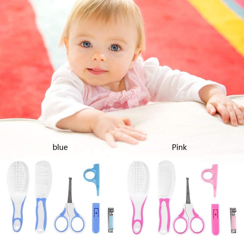 Fdit Blue 6Pcs Convenient Daily Baby Nail Clipper Scissors Hair Brush Comb - Image 4