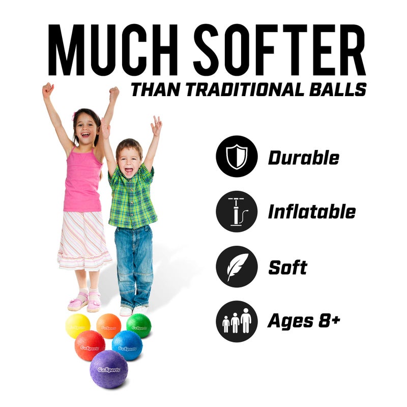 GoSports 5 Inch Inflatable No Sting Dodgeball 6 Pack Includes Ball Pump & Mesh Bag - Image 5