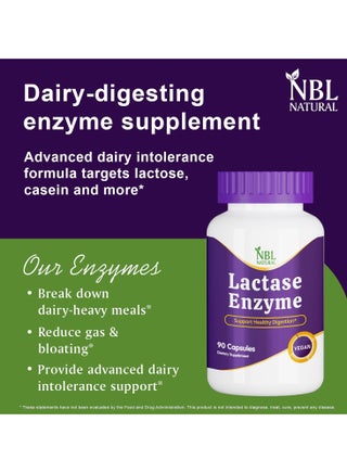 Lactase Enzyme for Dairy Intolerance, With Protease, Relieves Digestive Discomfort, 90 capsules for Dairy Intolerance, With Protease, Relieves Digestive Discomfort, 90 capsules - view 5