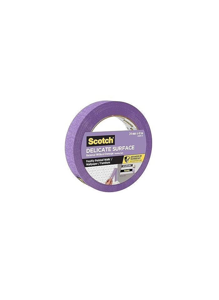 Scotch(R) Scotch Delicate Surface Advanced Masking Tape, 24mm x 41m - Super-Sharp Paint Lines, For Delicate Painting and Decorating Indoor - Optimal Adhesive Painters Tape For Wallpaper and Furniture  - Image 2
