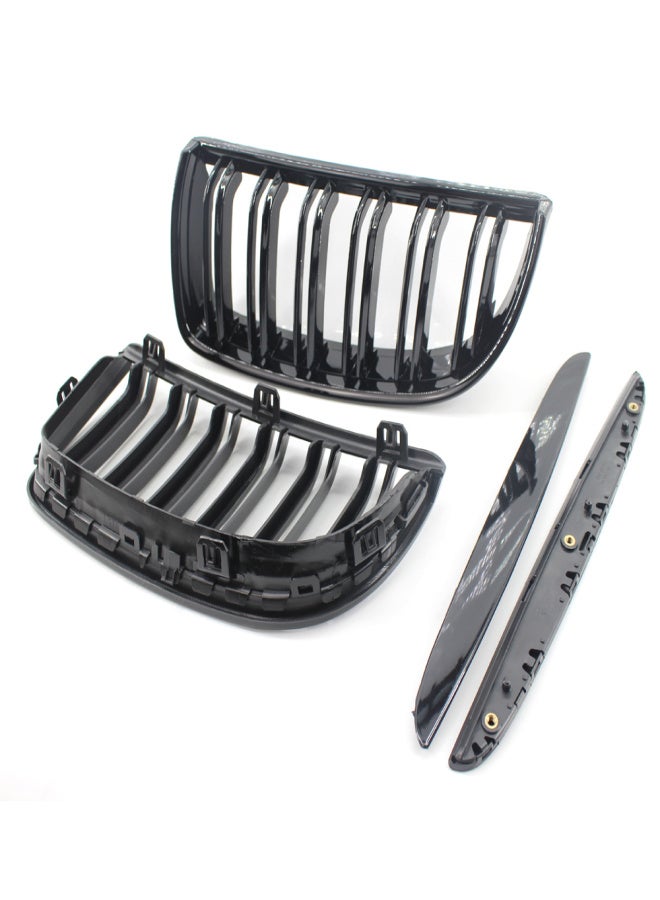 2Pcs Gloss Black Front Bumper Hood Kidney Grille Racing Grille Replacement for BMW E90 4 Door 2005-2008 - Image 4