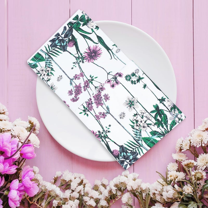 NAQSH Dinner Cloth Napkins Cotton Napkin Set of 4 Washable  Reusable Dinner Napkins for Home Hotel Restaurant  Cafes 20 x 20 Multi Purple Flower - Image 4