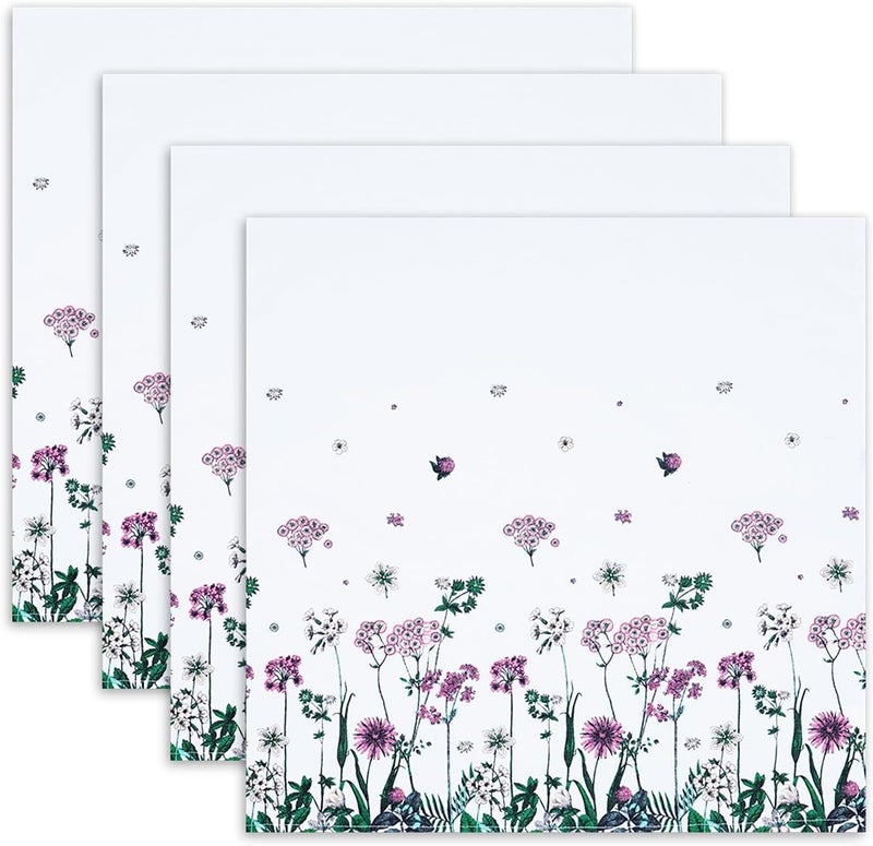 NAQSH Dinner Cloth Napkins Cotton Napkin Set of 4 Washable  Reusable Dinner Napkins for Home Hotel Restaurant  Cafes 20 x 20 Multi Purple Flower - Image 1