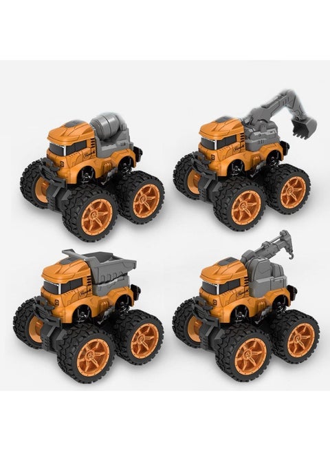 【4PCS Construction Pull-Back Vehicles Set】Kids Inertia Engineering Toy Cars | Mixer Truck/Dumper Truck/Excavator/Crane Simulation Models | Educational Toys For Boys & Girls Aged 3+ | Durable & Safe ABS Material | Front-Wheel Drive Rear-Wheel Slide Inertia System | Smooth & Rounded Edges | Movable Joints For More Fun | Develop Cognitive Ability + Hands-On Skill + Social Skill | Battery-Free Eco-Friendly Design