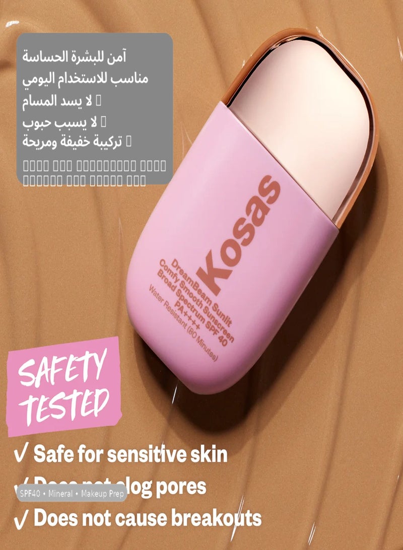 Kosas DreamBeam Sunlit SPF40 Makeup Prep Base + Mineral Sunscreen 40 ml – Protection, Hydration & Natural Glow - Image 2