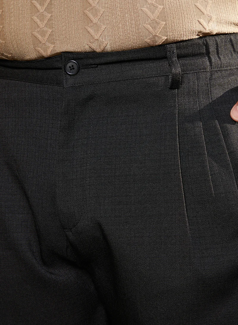Instafab Plus Instafab Plus Men's Onyx Black Straight Tailored Trousers For Casual Wear | Mid-Rise | Straight Fit | Button Closure | Plus Size Trousers Crafted With Comfort Fit For Everyday Wear