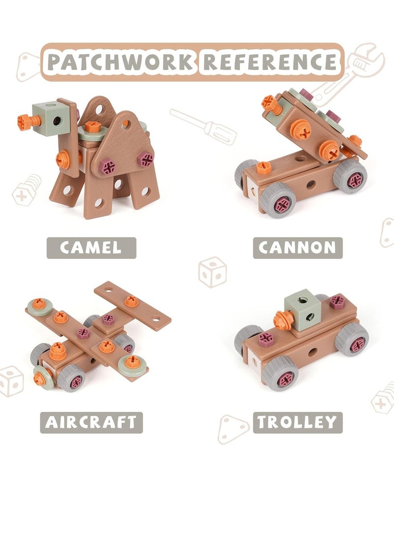 144-Piece Kids Montessori Tool Set, Pretend Play Construction Tool Kit with Electric Drill Hammer Tool Accessories, Power Tool Box Set with Tool Box for Girls Boys - Image 3