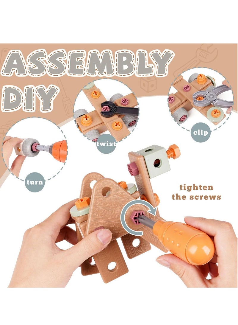 144-Piece Kids Montessori Tool Set, Pretend Play Construction Tool Kit with Electric Drill Hammer Tool Accessories, Power Tool Box Set with Tool Box for Girls Boys - Image 2