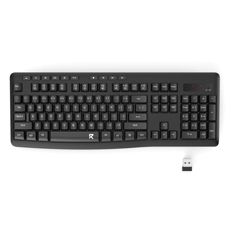 Redragon Wireless Keyboard, 2.4G Full-Sized Ergonomic Wireless Computer Keyboard with 10 Individual Multimedia Keys, Spill Resistant, for Mac OS Desktop/Laptop/PC BK7367 - Image 1
