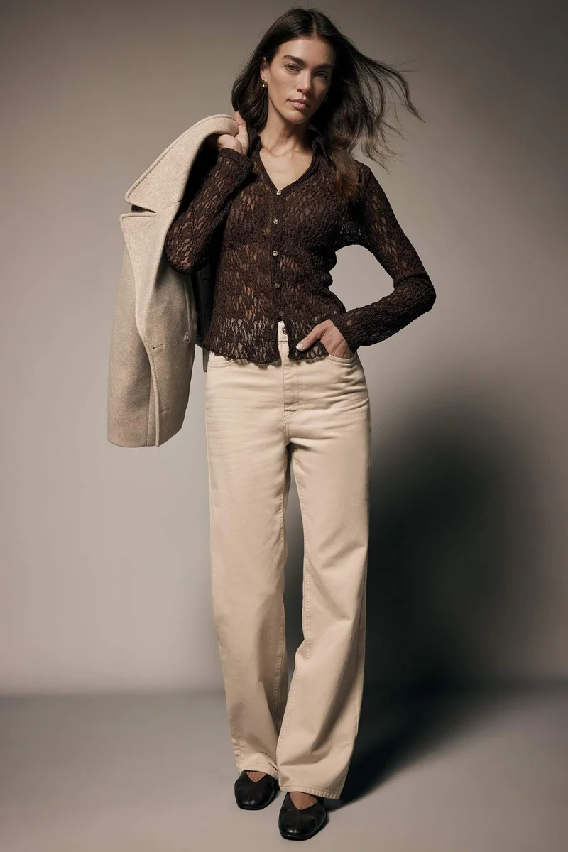 ديفاكتو 100% Cotton Straight Fit Regular Waist Gabardine Trousers