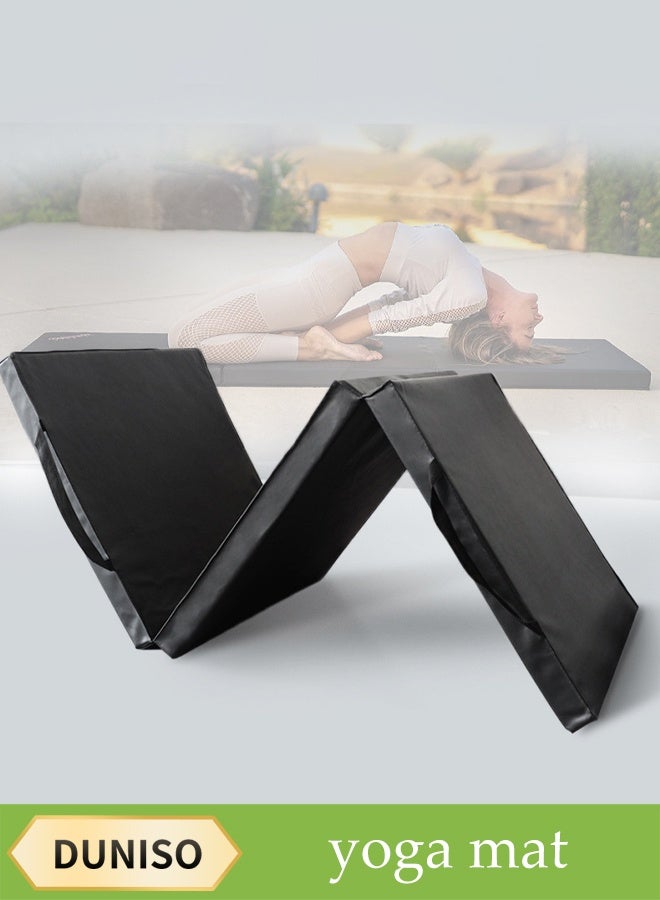 DUNISO Triple Fold Yoga Mat, Thick Gymnastics Mat, Portable Exercise Mat for Dance, Stretching, Martial Arts, Gym and Fitness, Durable and Sweat Proof，Black - Image 1