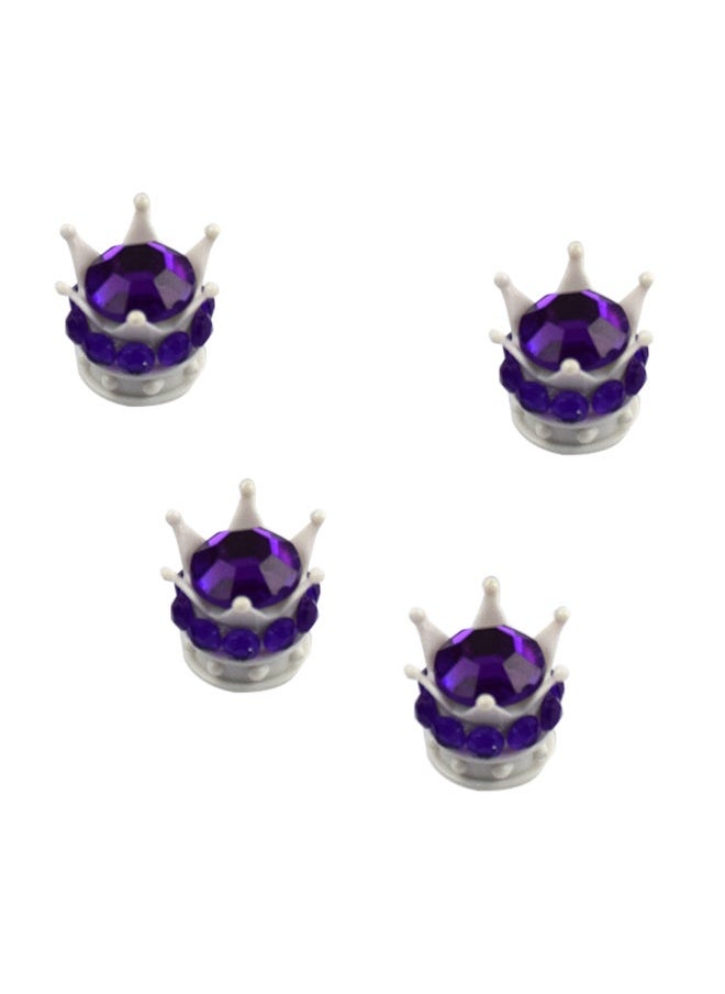 NIBEMINENT 4-Piece Silver Crown Diamond Tyre Valve Caps  - Image 1