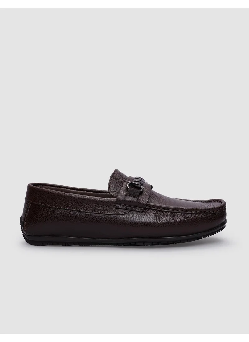 كاباني Leather Brown Buckle Men's Loafer