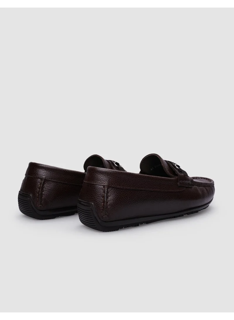 Cabani Leather Brown Buckle Men's Loafer