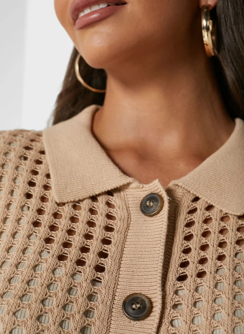 MANGO Button Down Polo Cardigan