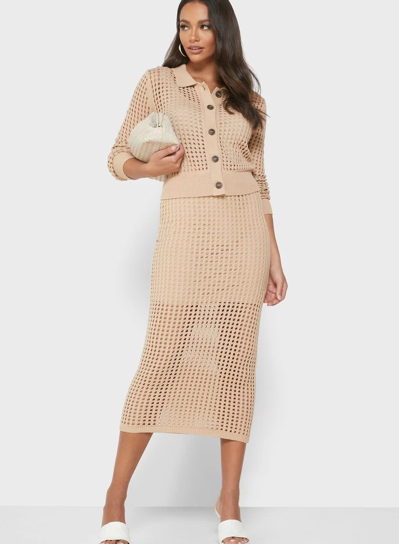 MANGO Button Down Polo Cardigan