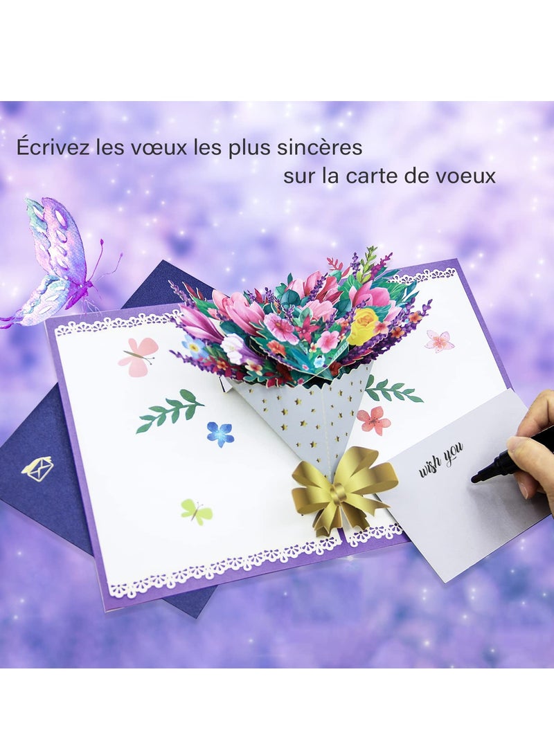 SOLARAE Greeting Card, Carnation 3D Handmade Greeting card with a blank Envelope Anniversary Card Gift Card for Dad mum or Teacher - Image 3