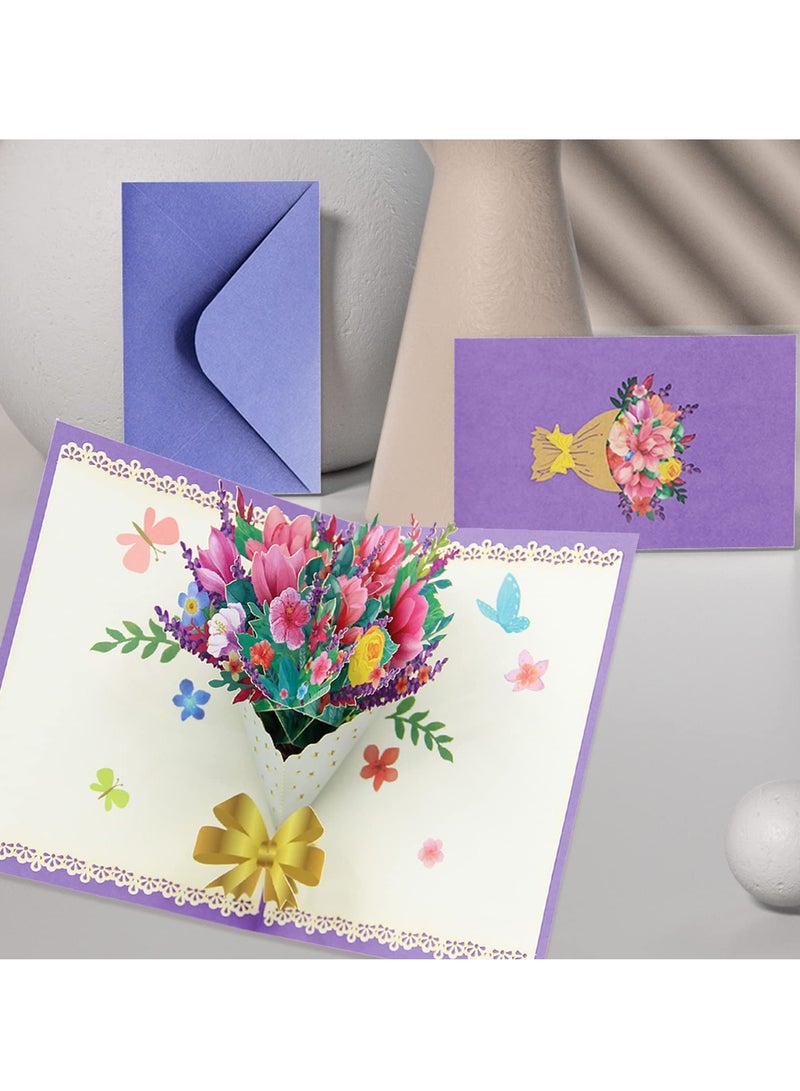 SOLARAE Greeting Card, Carnation 3D Handmade Greeting card with a blank Envelope Anniversary Card Gift Card for Dad mum or Teacher - Image 4