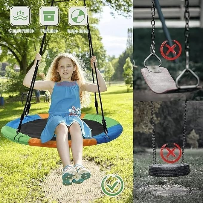 Piccasio MONOCUS™ Toddler Baby Swing, Saucer Tree Swing with Multi Stranded Ropes For Outdoor & Indoor Playground &2 Additional Hanging Strap, Gym Sets, Backyard - Image 4