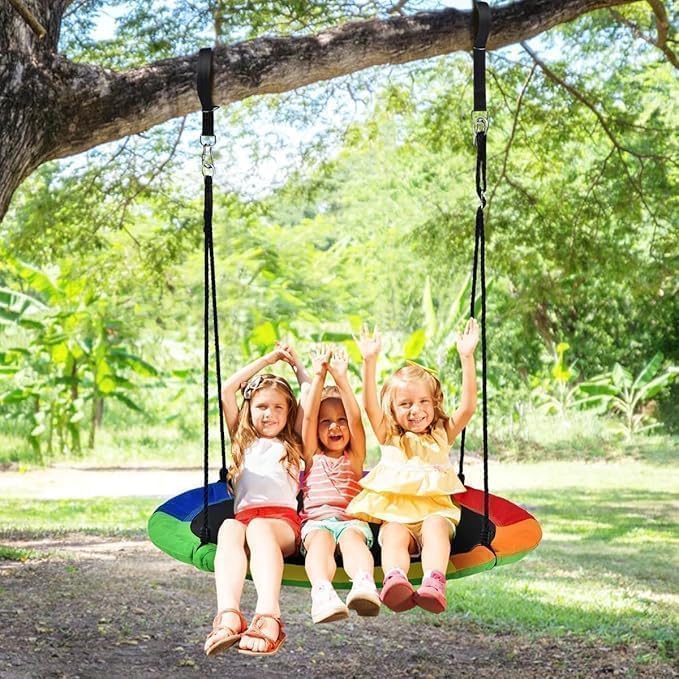 Piccasio MONOCUS™ Toddler Baby Swing, Saucer Tree Swing with Multi Stranded Ropes For Outdoor & Indoor Playground &2 Additional Hanging Strap, Gym Sets, Backyard - Image 2