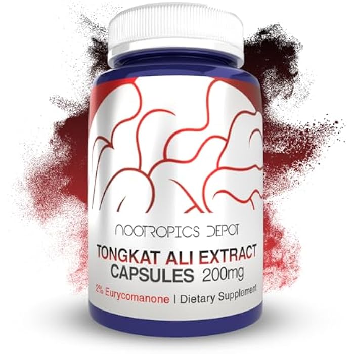 Nootropics Depot Tongkat Ali Extract Capsules | 200mg | 60 Count | 2% Eurycomanone by HPTLC | Eurycoma longifolia Root Extract - Image 1