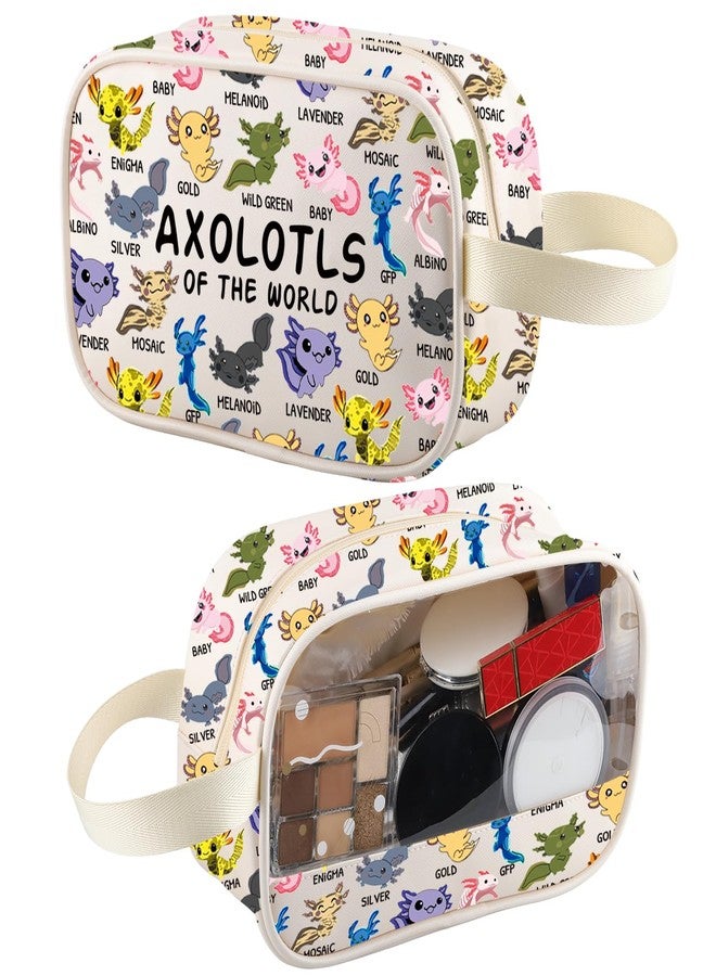 XYANFA Axolotls Of The World Axolotl Makeup Bag Axolotl Salamander Lover Gift Axolotl Travel Toiletry Bag Organizer Pouch Cosmetic Bag (AXOLOTLS tm) - Image 1