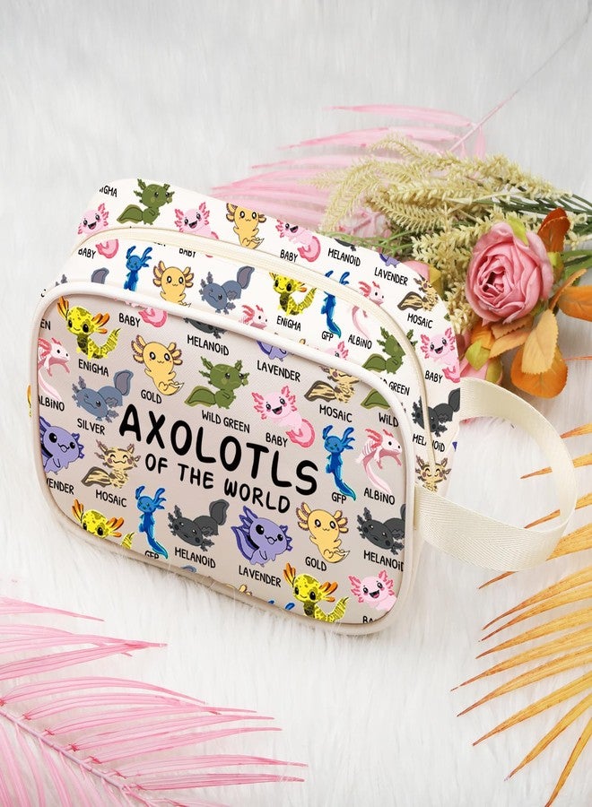 XYANFA Axolotls Of The World Axolotl Makeup Bag Axolotl Salamander Lover Gift Axolotl Travel Toiletry Bag Organizer Pouch Cosmetic Bag (AXOLOTLS tm) - Image 5