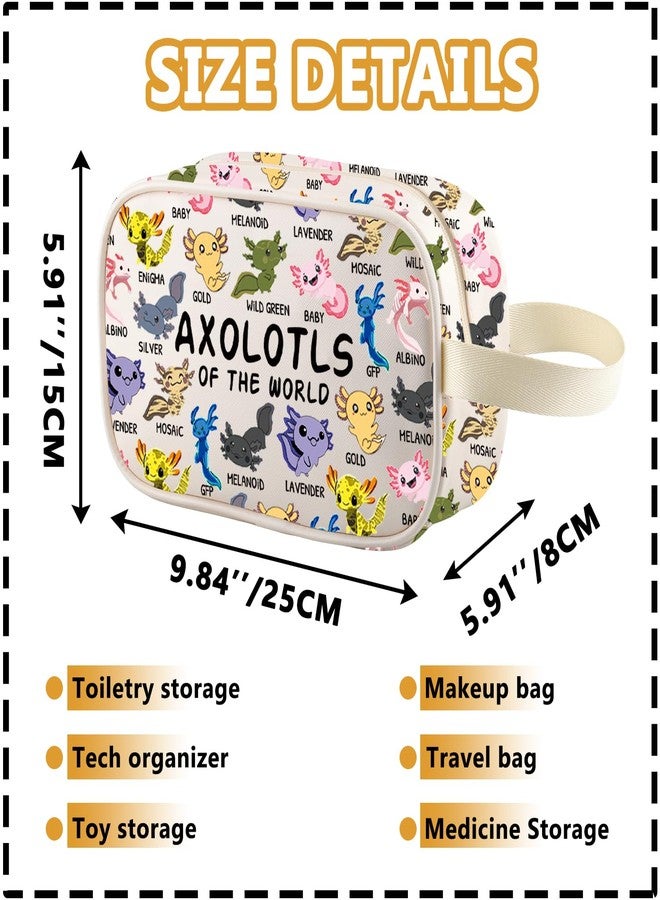 XYANFA Axolotls Of The World Axolotl Makeup Bag Axolotl Salamander Lover Gift Axolotl Travel Toiletry Bag Organizer Pouch Cosmetic Bag (AXOLOTLS tm) - Image 2