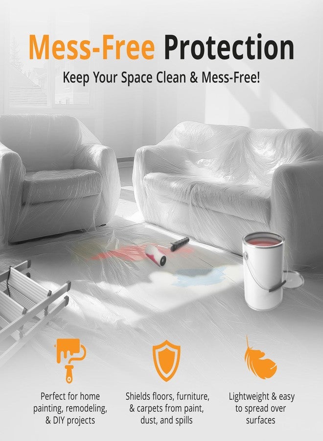 PRIMAX Clear Plastic Drop Cloth 9x12 ft (3 Pack) - Waterproof Painters Plastic Sheeting for Painting, Furniture Covers & Dust Protection - Easy Cleanup, Mess-Free Solution for Painting or Renovations - Image 2