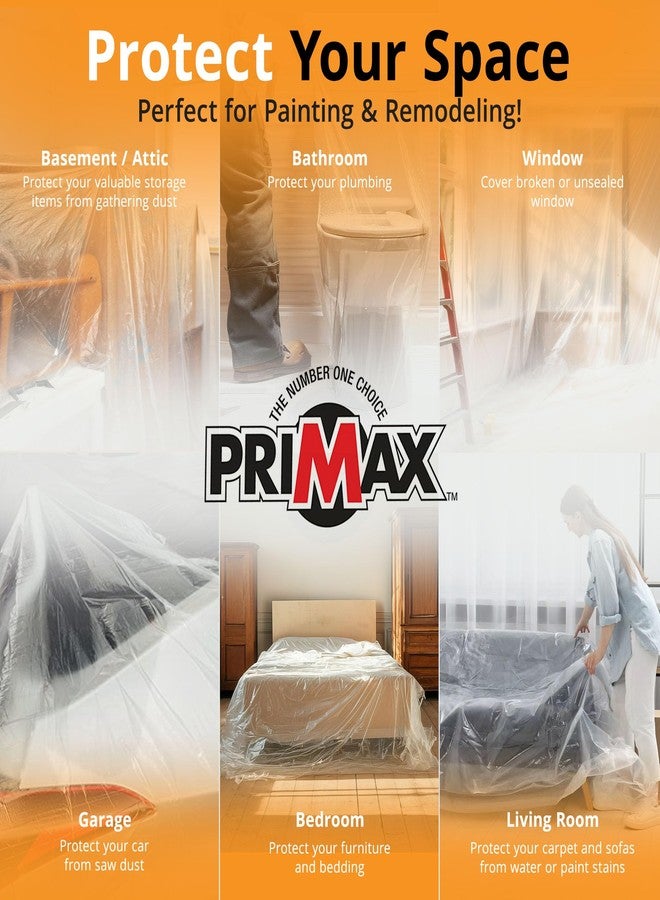 PRIMAX Clear Plastic Drop Cloth 9x12 ft (3 Pack) - Waterproof Painters Plastic Sheeting for Painting, Furniture Covers & Dust Protection - Easy Cleanup, Mess-Free Solution for Painting or Renovations - Image 4