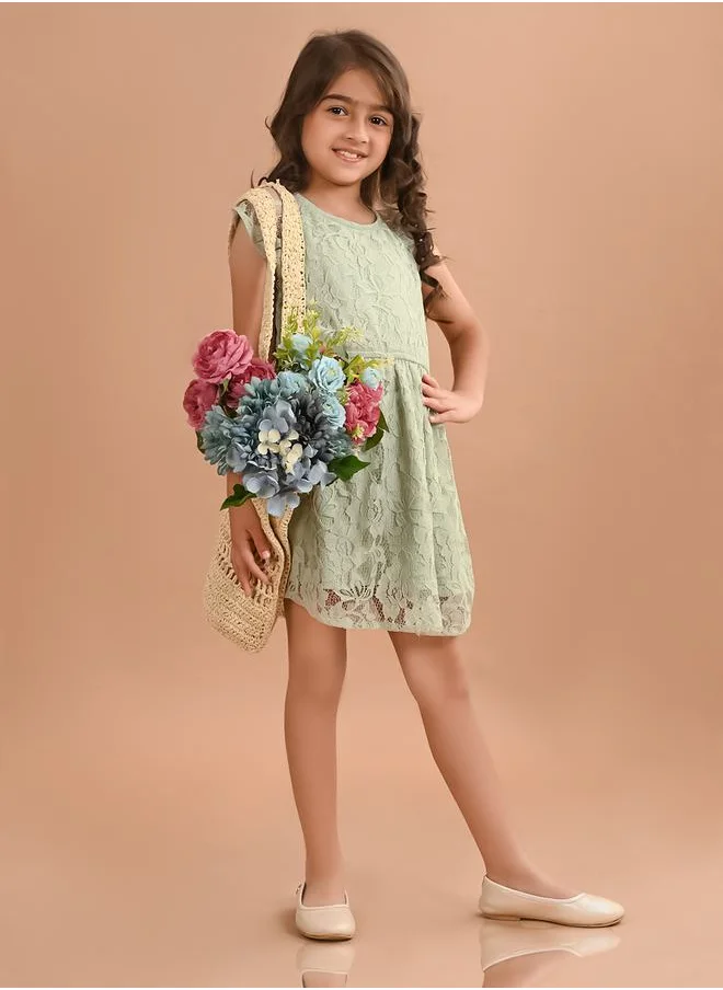LILPICKS All Over Lace Fit and Flare Dress by Styli