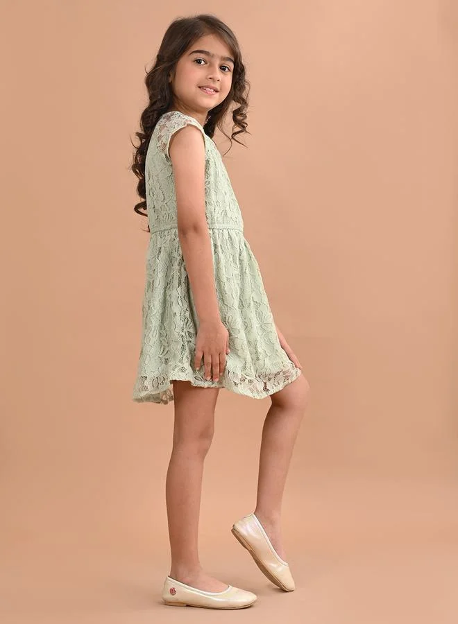 LILPICKS Lace Cap Sleeve Dress