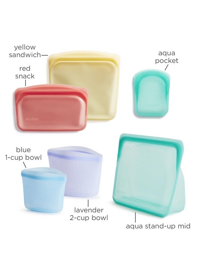 Stasher Premium Silicone Reusable Food Storage Bags, 6-Pack, Rainbow | Multi-Use Food Storage Bags, Lunch Bag, Travel Containers | BPA Free, Leak-free, Dishwasher-Safe, Eco-friendly - Image 5