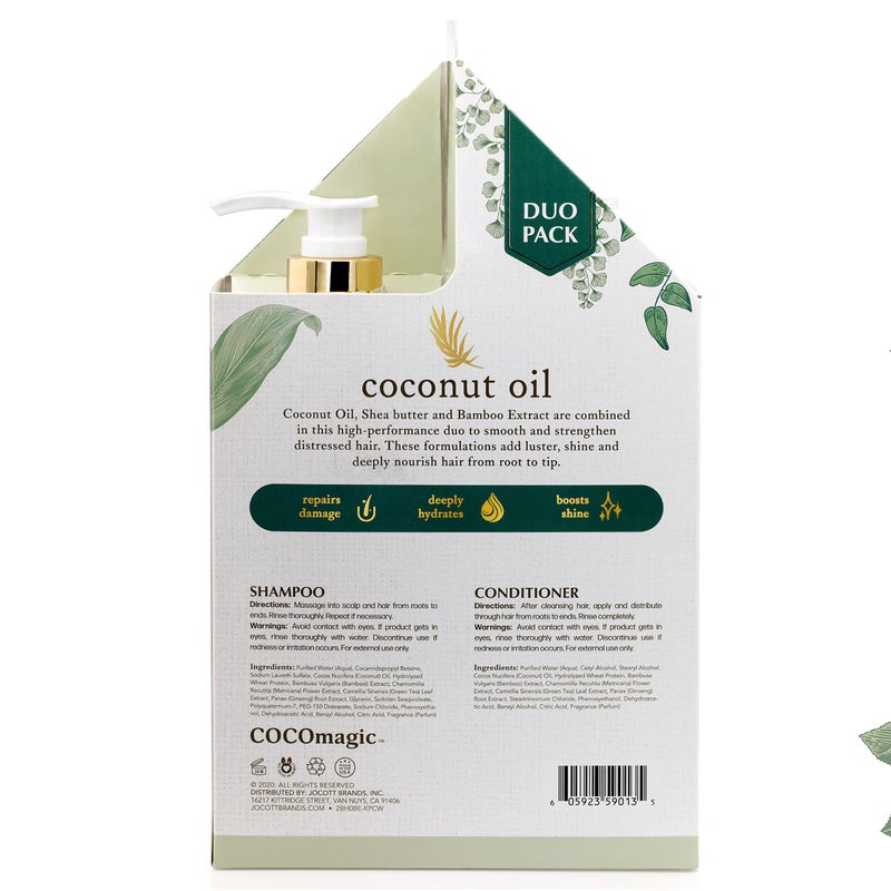 CocoMagic Shampoo and Conditioner Duo - Infused with Coconut Oil & Botanical Extracts - Deeply Hydrates and Restores Shine (32 oz) - Image 3