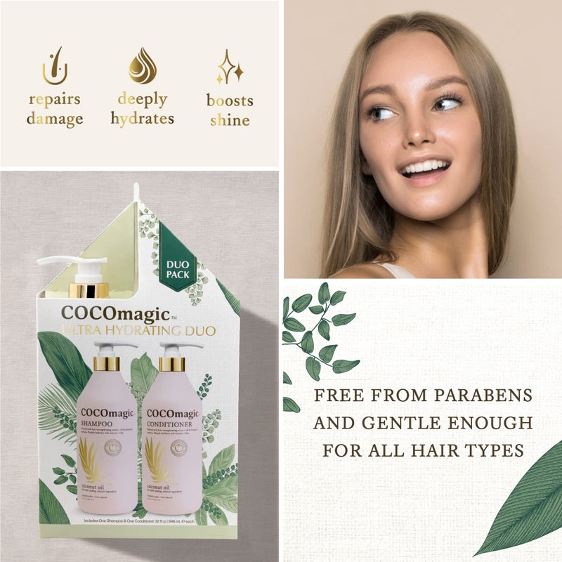 CocoMagic Shampoo and Conditioner Duo - Infused with Coconut Oil & Botanical Extracts - Deeply Hydrates and Restores Shine (32 oz) - Image 5