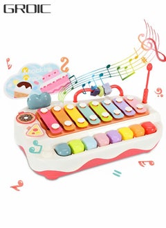 GROIC 2 in 1 Baby Piano for Toddlers,Piano Toy Musical Instrument with 8 Multicolored Key,Eight Tone Hand Percussion with Fun Beads,Color Awareness,Learning Toys for Kids  - Image 1