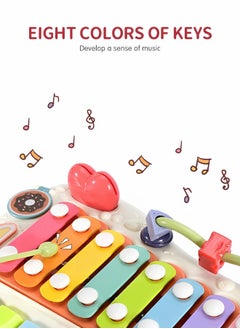 GROIC 2 in 1 Baby Piano for Toddlers,Piano Toy Musical Instrument with 8 Multicolored Key,Eight Tone Hand Percussion with Fun Beads,Color Awareness,Learning Toys for Kids  - Image 3