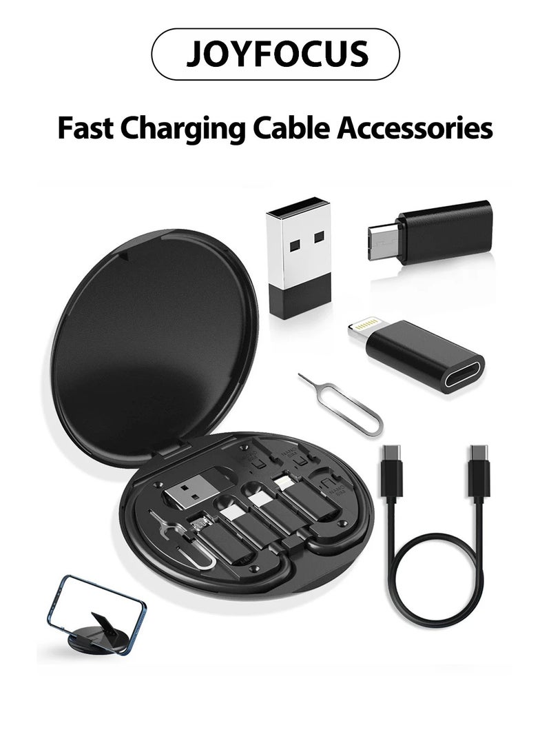JOYFOCUS Multi-functional USB charging adapter kit, 5-in-1 USB-C conversion kit (USB-A and Type-C), data transfer, card storage, tray eject pin, phone stand - Image 1