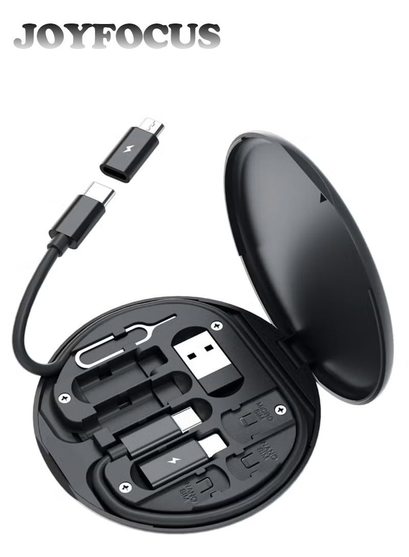 جوي فوكس مجموعة محول شحن USB متعدد الوظائف 5 في 1، مجموعة تحويل من USB-C إلى USB-A وType-C، نقل البيانات، تخزين البطاقات، دبوس إخراج الدرج، حامل الهاتف. تحتوي على عدة محولات OTG لمنافذ USB Type-C/USB-A/كابل USB-C ذكر/Micro USB/Lightning، مزودة بأداة إخراج بطاقة SIM/فتحة بطاقة SIM/حامل الهاتف - Image 1