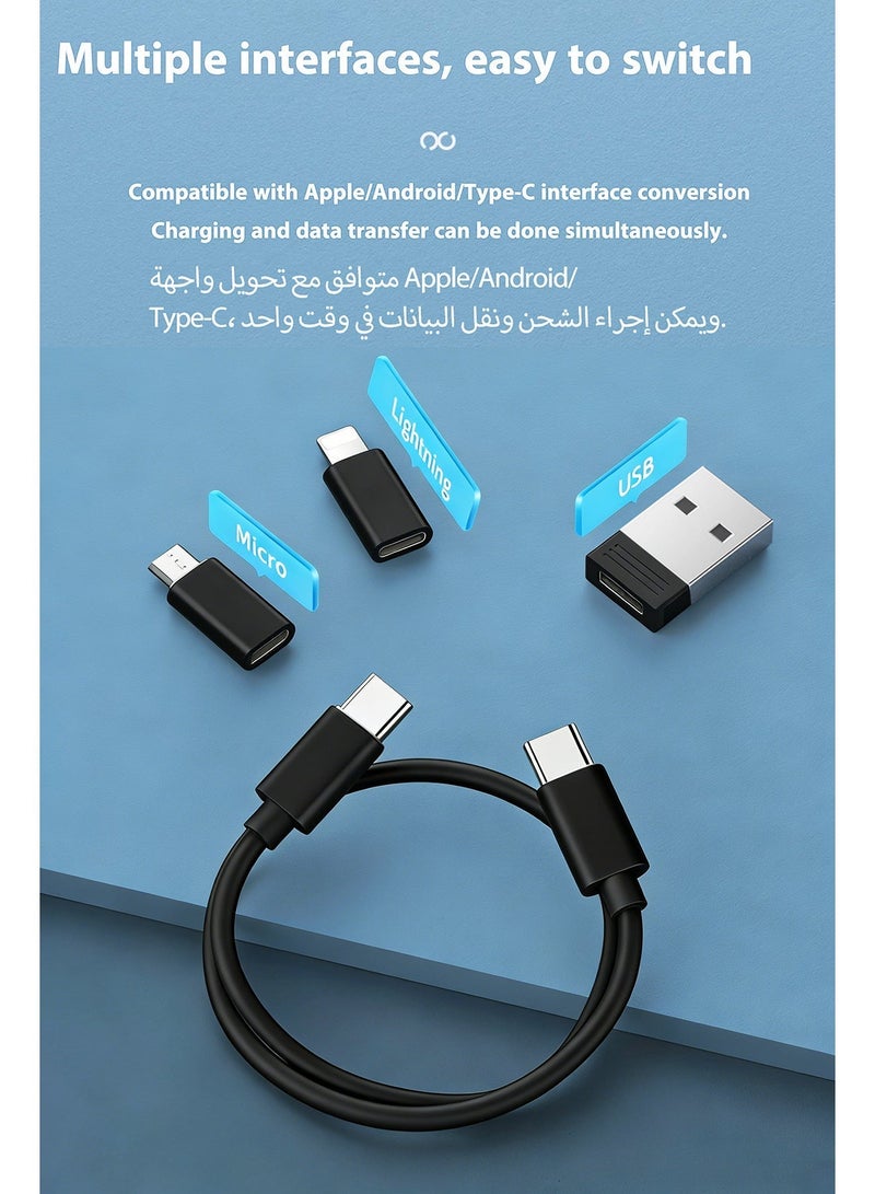 جوي فوكس مجموعة محول شحن USB متعدد الوظائف 5 في 1، مجموعة تحويل من USB-C إلى USB-A وType-C، نقل البيانات، تخزين البطاقات، دبوس إخراج الدرج، حامل الهاتف. تحتوي على عدة محولات OTG لمنافذ USB Type-C/USB-A/كابل USB-C ذكر/Micro USB/Lightning، مزودة بأداة إخراج بطاقة SIM/فتحة بطاقة SIM/حامل الهاتف - Image 4