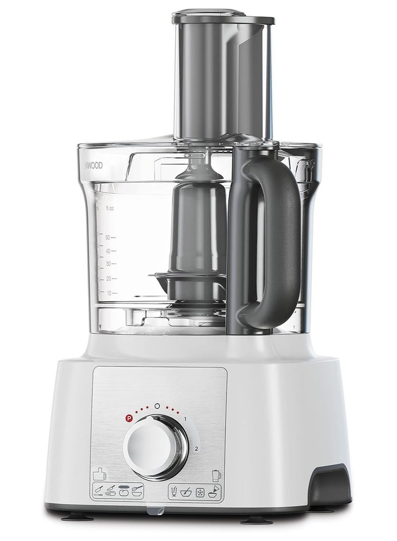 Food Processor 1000W Multi-Functional With 3L Bowl, 2 Stainless Steel Disks, Blender, Grinder Mill, Whisk, Dough Maker Fdp65.400Wh White  - Image 1
