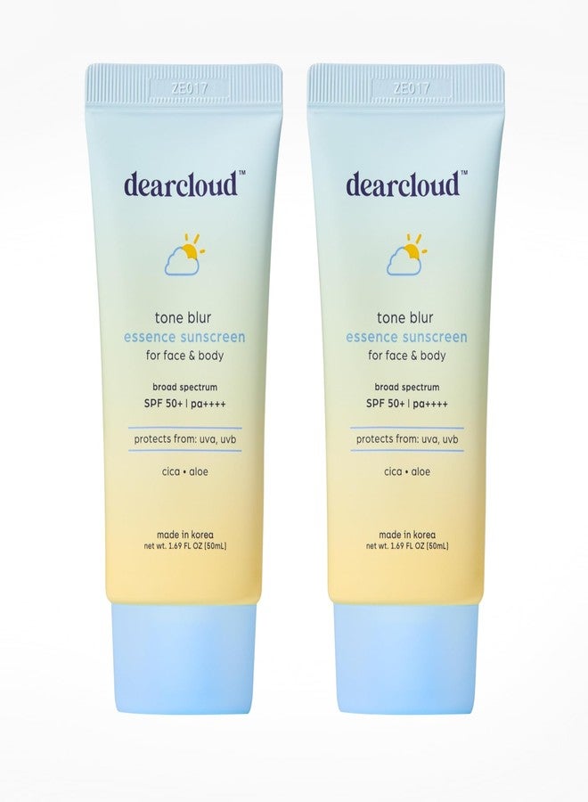 dearcloud Tone Blur Essence Sunscreen Duo - SPF 50 (1.69 fl oz) - Korean Sunscreen for Face with Aloe & Cica - Blurring Primer (2 Pack) - Image 1