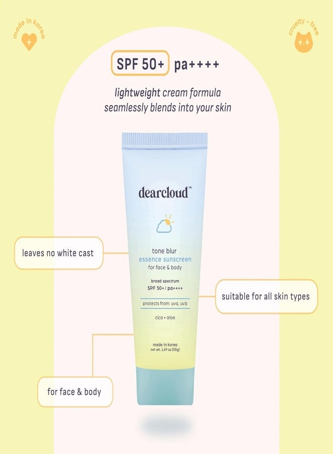dearcloud Tone Blur Essence Sunscreen Duo - SPF 50 (1.69 fl oz) - Korean Sunscreen for Face with Aloe & Cica - Blurring Primer (2 Pack) - Image 3