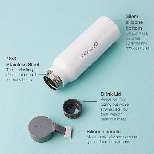 LocknLock Name Stainless Steel Vacuum Insulated Thermal Travel Mug, 17 oz, White - Image 5