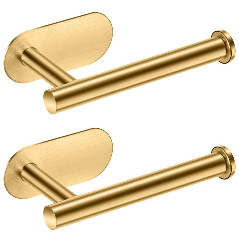 لايوكي حامل ورق التواليت لوكي جدار الذهب جدار ترقيته ترقية ملصقات لفة لاصق لا يوجد حفر الحمام/RV/حمام SUS 304 مقاوم للصدأ مقاوم للصدأ (الذهب 2 قطع) - Image 1