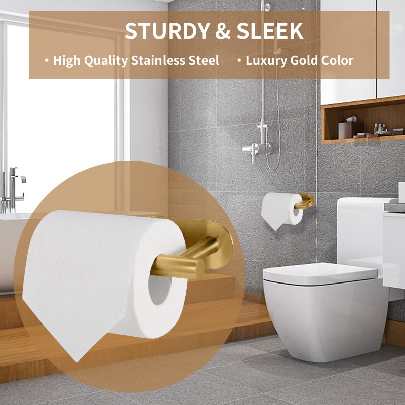 لايوكي حامل ورق التواليت لوكي جدار الذهب جدار ترقيته ترقية ملصقات لفة لاصق لا يوجد حفر الحمام/RV/حمام SUS 304 مقاوم للصدأ مقاوم للصدأ (الذهب 2 قطع) - Image 2