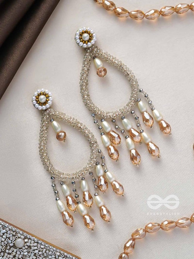 SANJOYA by EVERSTYLISH Embroidered Earrings for Women | Pearl & Glass Drop Statement Earrings (White) | Ethnic Jewelry for Weddings, Festivals & Special Occasions - Image 2