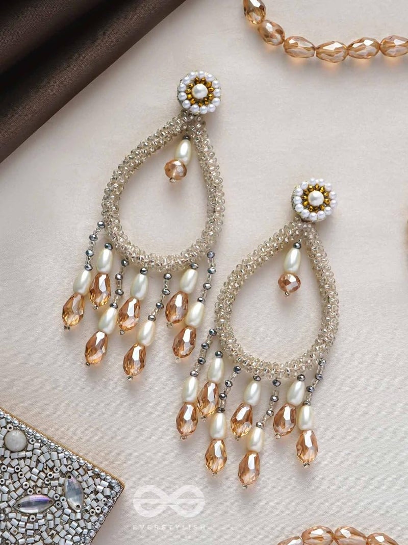 SANJOYA by EVERSTYLISH Embroidered Earrings for Women | Pearl & Glass Drop Statement Earrings (White) | Ethnic Jewelry for Weddings, Festivals & Special Occasions - Image 3